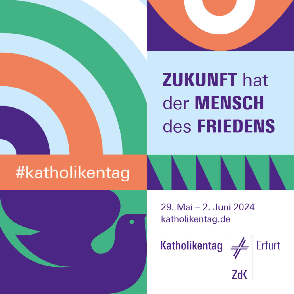 Die Illustration zeigt grafische Elemente des Katholikentags 2024 in Erfurt